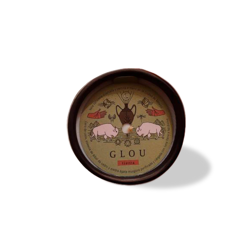 Vela Mini Tierra Vegana de Cedro con Piedra Ágata Musgosa Glou Studio