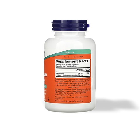 Citrato de Magnesio 400 mg 120 cápsulas Now Foods