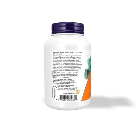 Glicinato de Magnesio 200 mg 180 tabletas Now Foods