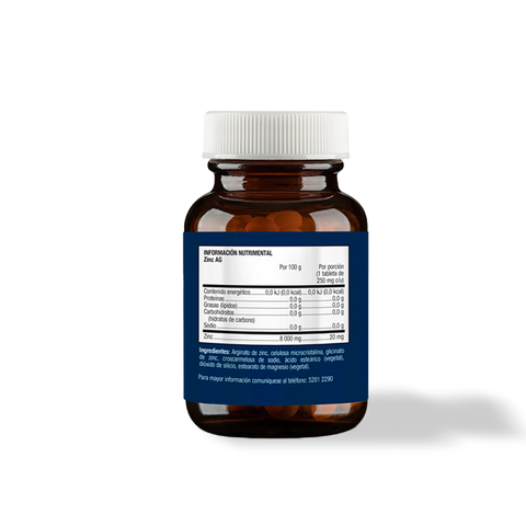 Zinc AG 250 mg 60 tabletas Metagenics